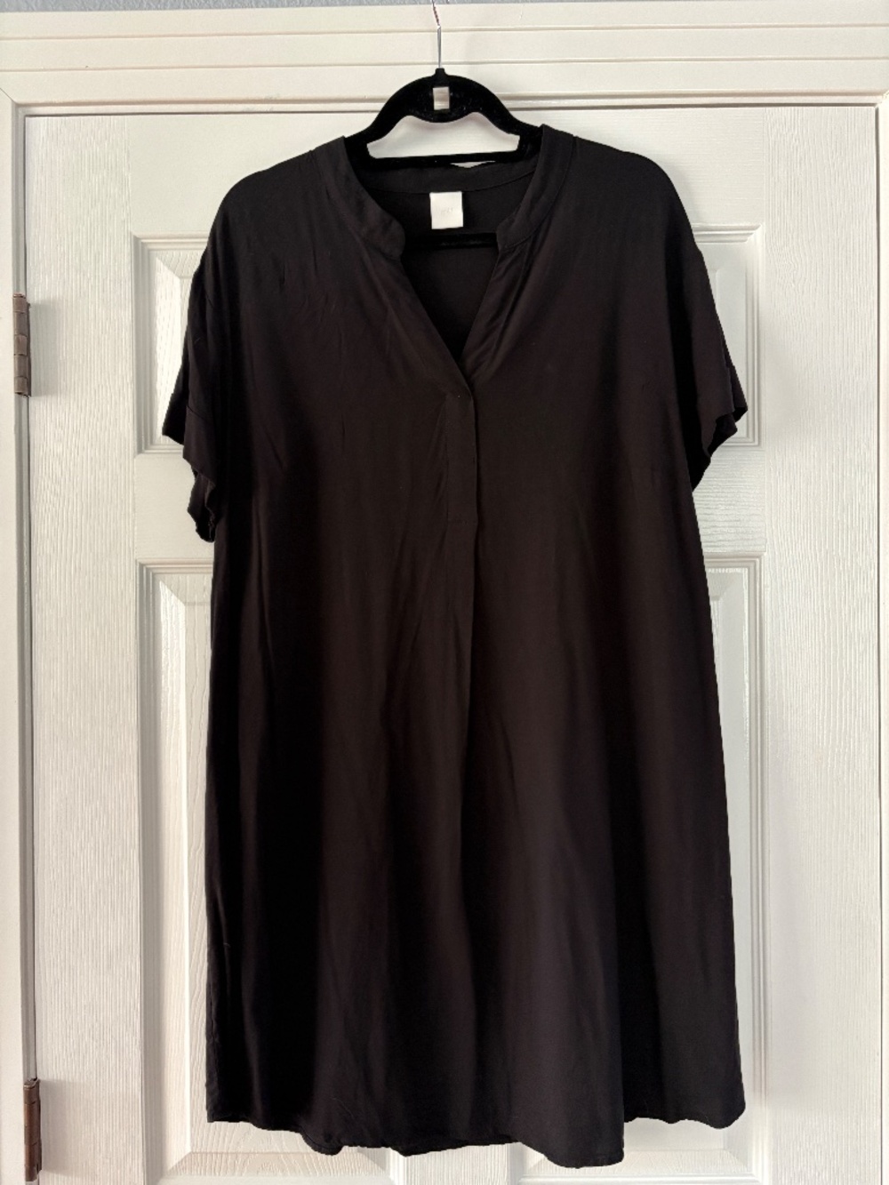H&M BLACK TUNIC OR MINI PULLOVER V NECK DRESS 14